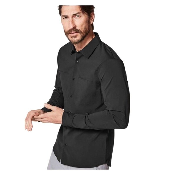 Lululemon Other - Lululemon Shirt Men Small Black Zenway Snap Button Up Vented Long Sleeve Casual